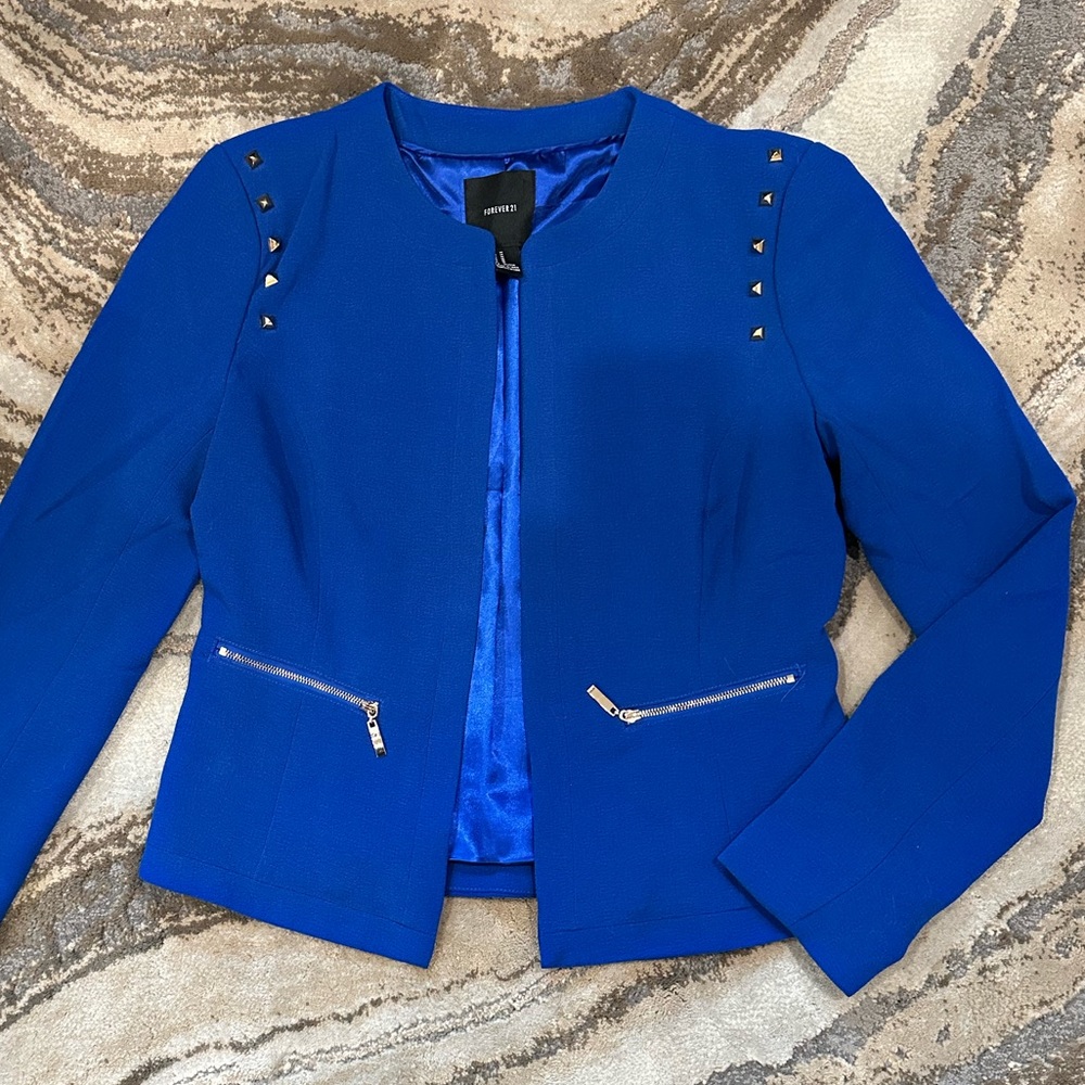 Royal Blue Forever 21 Studded Blazer